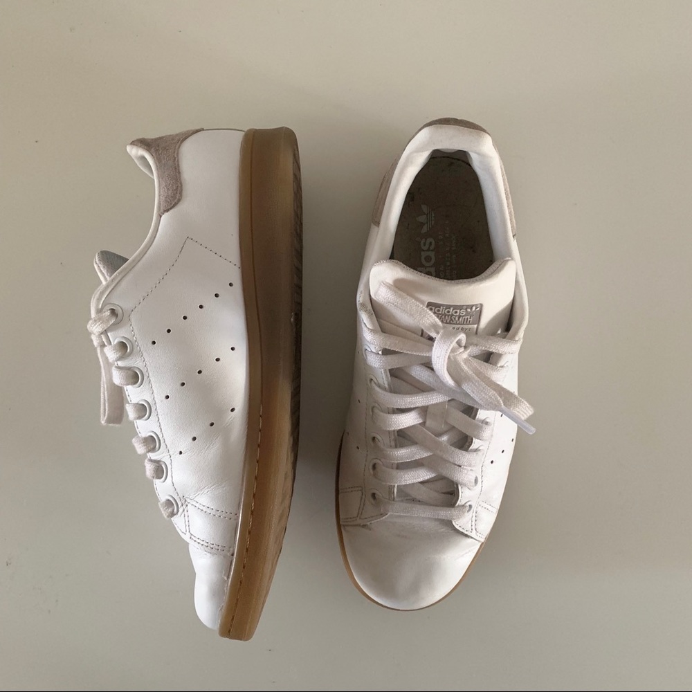 RARE Adidas Stan Smith White Leather Gum Sole